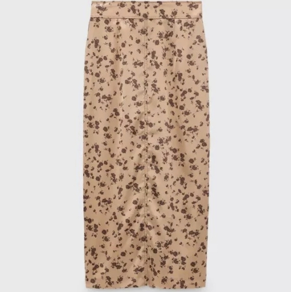 ZARA floral salmon pink midi skirt - Picture 2 of 8